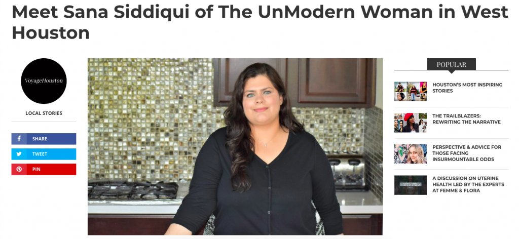 Sana S The UnModern Woman featured in VoyageHouston.